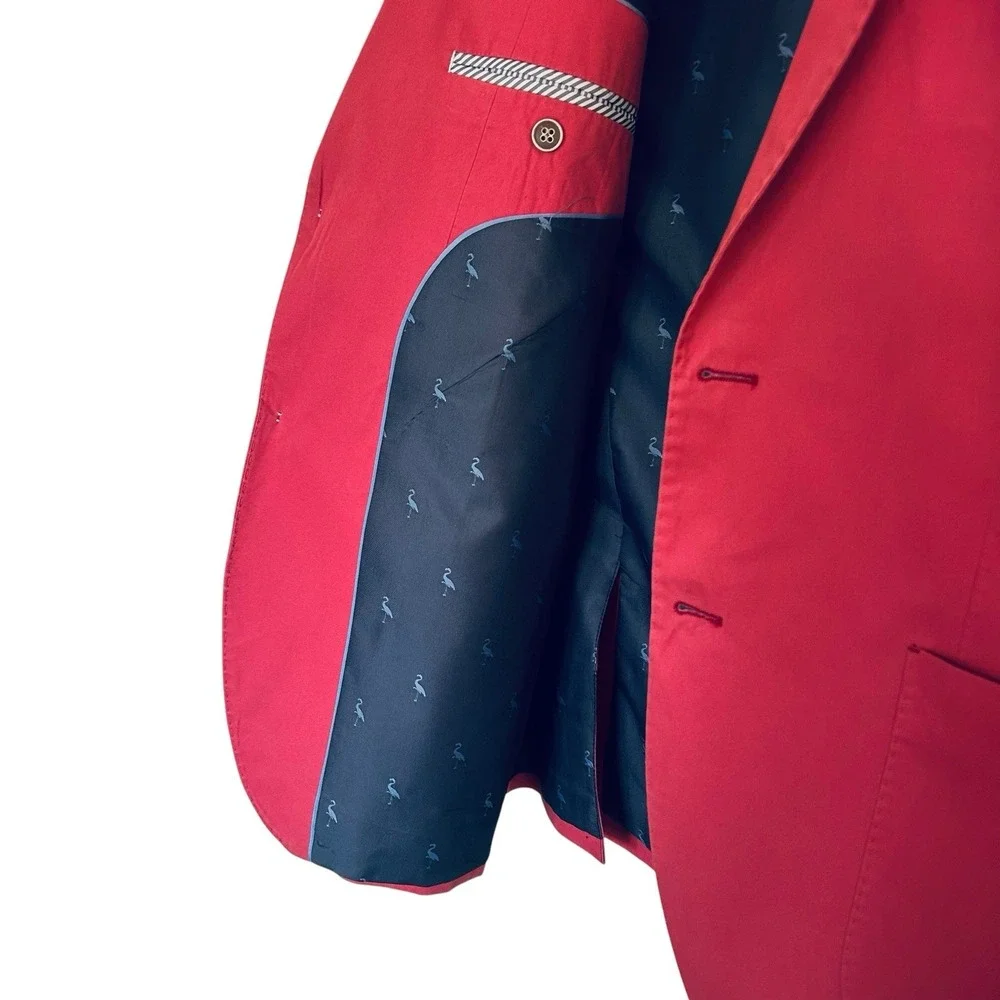 TailorByrd Mens 42R Coral Pink Flamingo Blazer Sport Coat Patch Pocket 2 Button